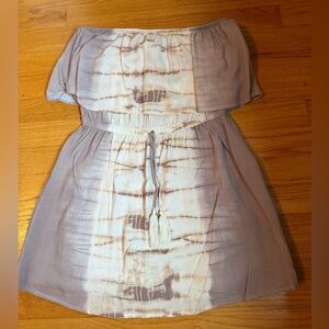 Ocean Drive Purple/Cream Tie Dye Strapless Flowy Beach Dress Size S